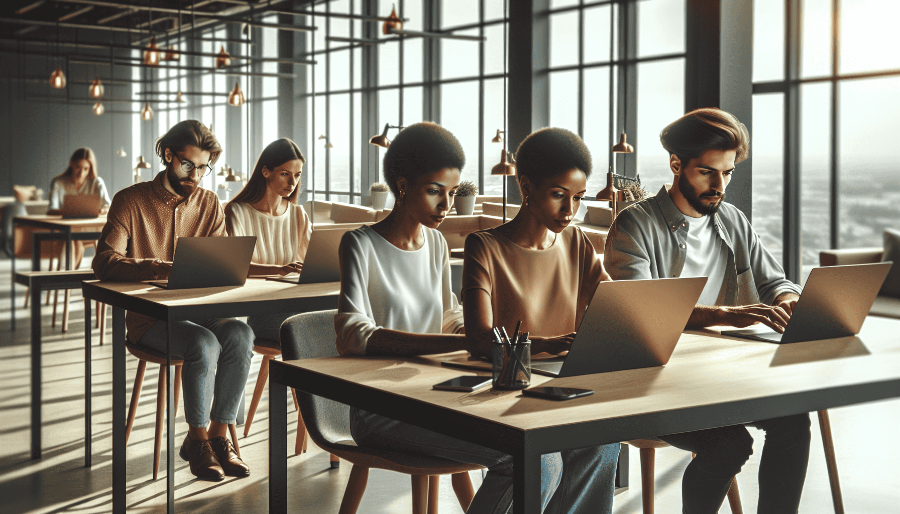 jóvenes profesionales trabajando con portátiles